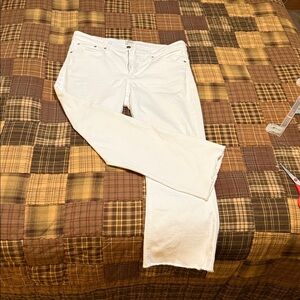 J. Crew Billie Demi Boot Crop Jeans- High Rise-White Raw-Hem Jeans